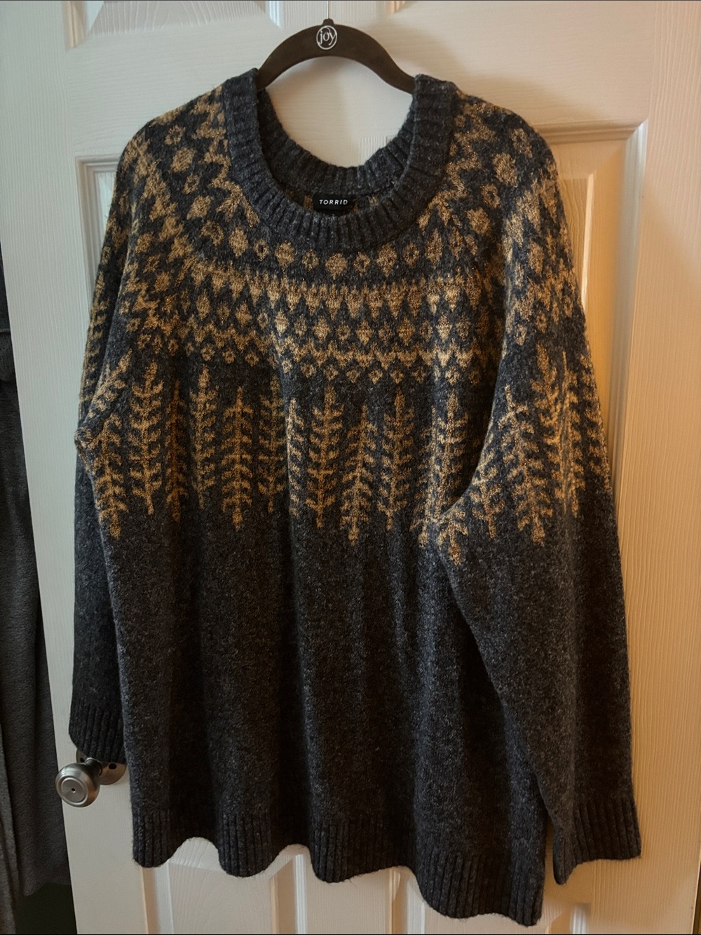 torrid Charcoal and Cream Fair Isle Pullover